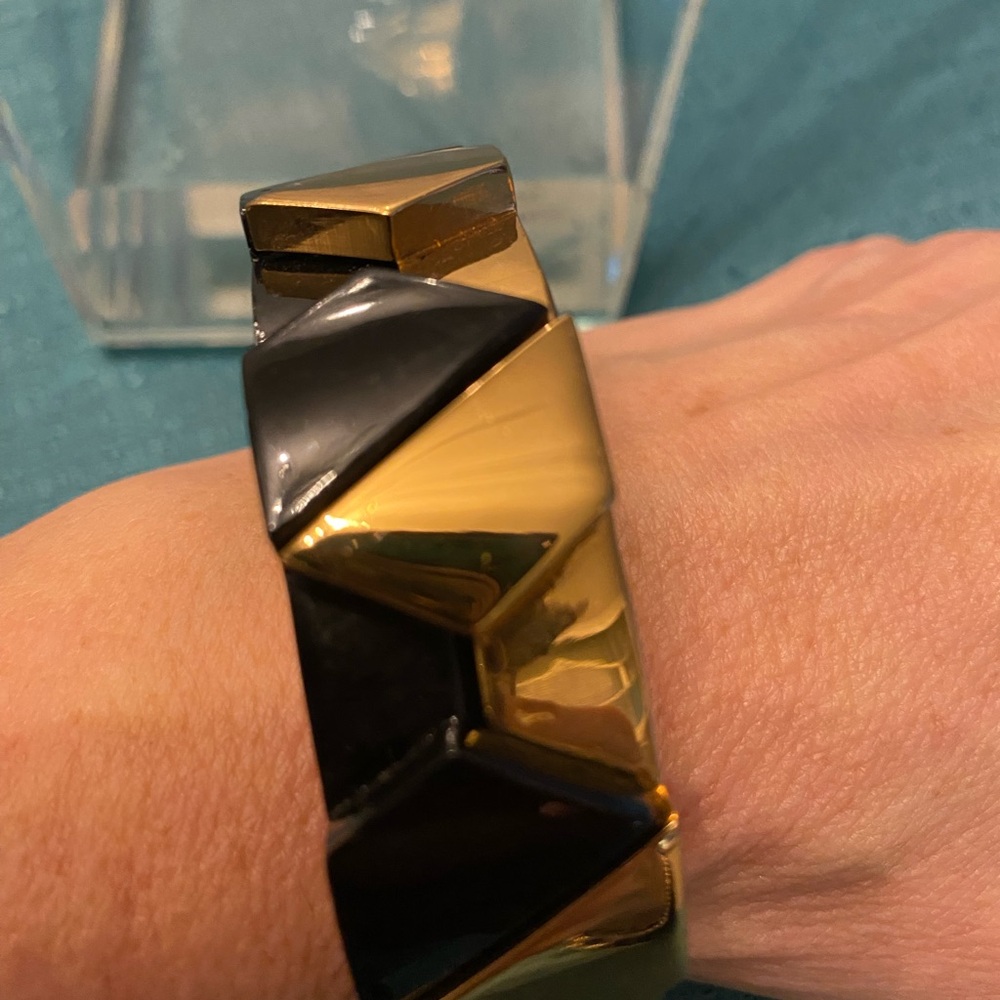 Tory Burch Gold and Black Geometric Bracelet